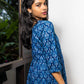 STYLIE Floral Printed Blue Short V-Neck Kurta