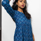 STYLIE Floral Printed Blue Short V-Neck Kurta