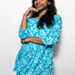 STYLIE Floral Printed Sky Blue Short Kurta