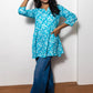 STYLIE Floral Printed Sky Blue Short Kurta