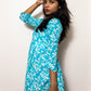 STYLIE Floral Printed Sky Blue Short Kurta