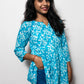 STYLIE Floral Printed Sky Blue Short Kurta
