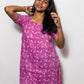 STYLIE Floral Printed Short Sleeves Pink Kurta