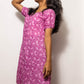 STYLIE Floral Printed Short Sleeves Pink Kurta