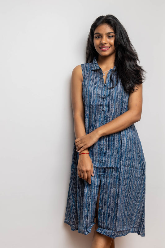 STYLIE Floral Printed Sleeveless Shirt Dress