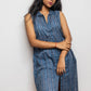 STYLIE Floral Printed Sleeveless Shirt Dress