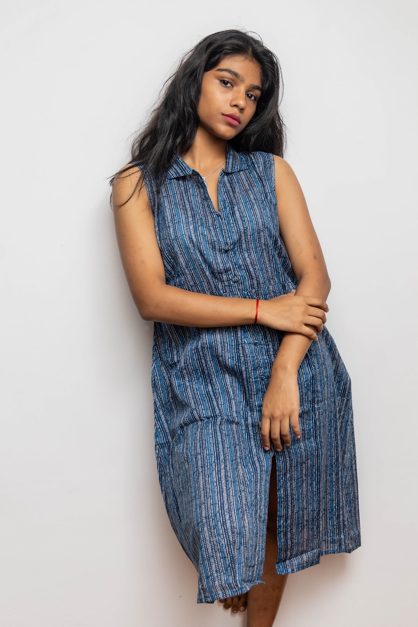 STYLIE Floral Printed Sleeveless Shirt Dress