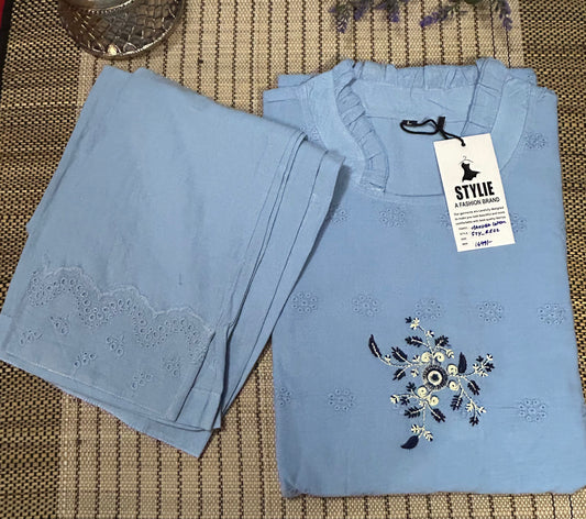 STYLIE Cotton Hakoba Kurti Pant Set