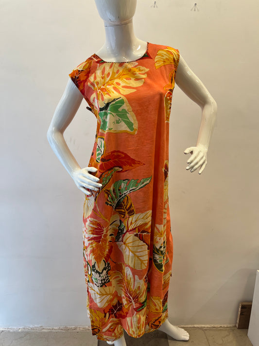 STYLIE Printed Cotton Sleeveless Kurti Pant Set