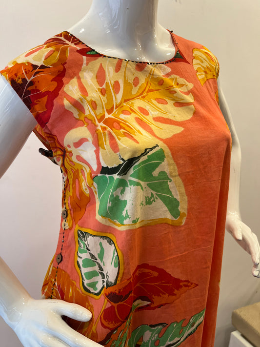 STYLIE Printed Cotton Sleeveless Kurti Pant Set