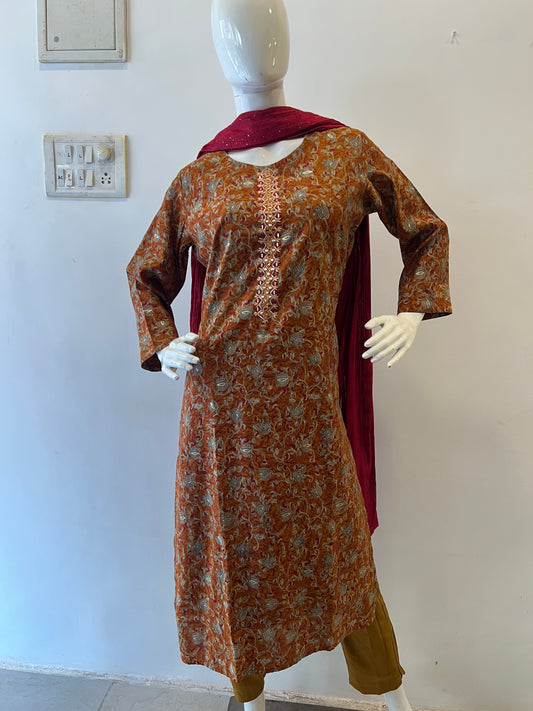 STYLIE GOA Modal Silk Kurta with Trousers & With Dupatta