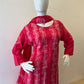 STYLIE GOA Vibrant Pink Batik Print Kurti Set With Trousers And Dupatta