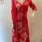 STYLIE GOA Elegant Deep Pink Floral Ensemble with Gold Accents