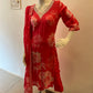 STYLIE GOA Elegant Deep Pink Floral Ensemble with Gold Accents