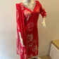 STYLIE GOA Elegant Deep Pink Floral Ensemble with Gold Accents