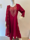 STYLIE GOA Regal Crimson Red Three-Piece Embroidered Ensemble