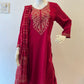 STYLIE GOA Regal Crimson Red Three-Piece Embroidered Ensemble