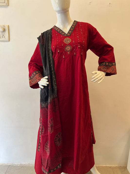 STYLIE GOA Crimson Red Celebration Kurta Set