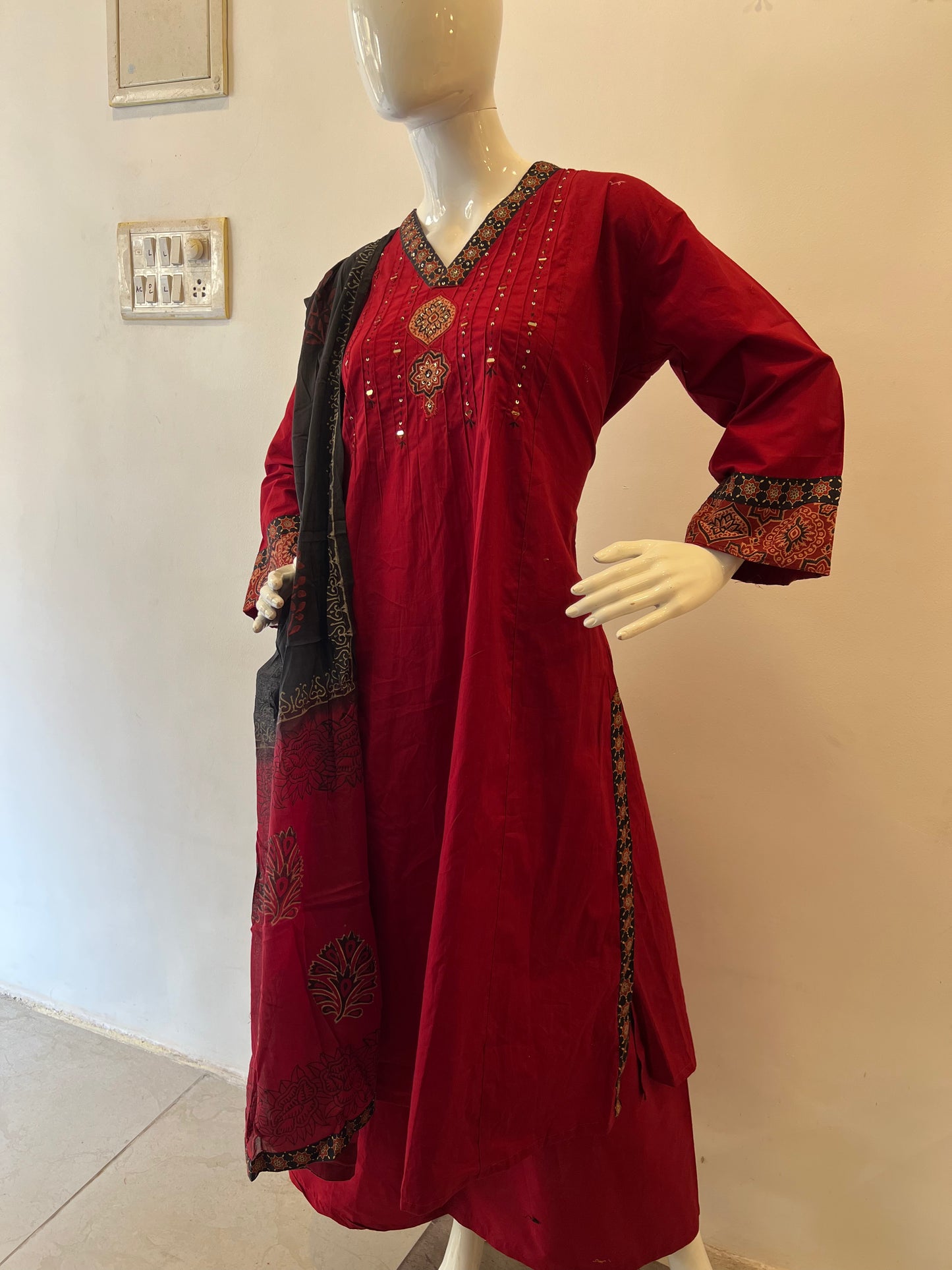 STYLIE GOA Crimson Red Celebration Kurta Set