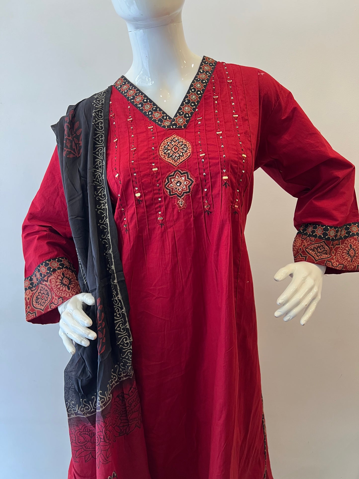STYLIE GOA Crimson Red Celebration Kurta Set
