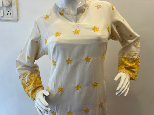 STYLIE GOA Mustard Yellow Embroidered Serenity Kurti