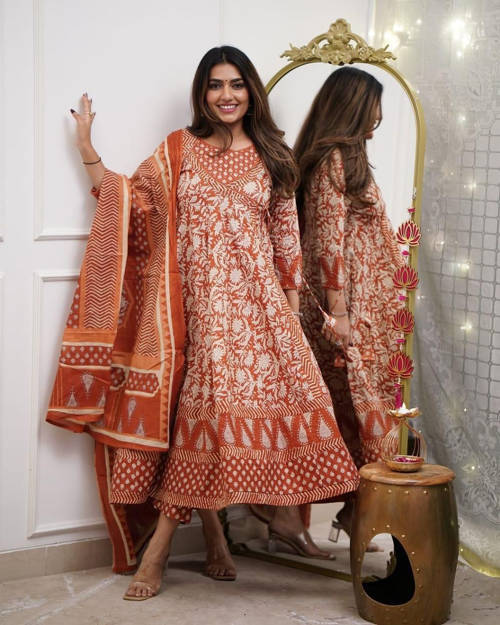 STYLIE GOA Orange Blossom Block Print Ensemble