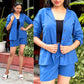STYLIE Solid Short Coord Set Cotton Flex